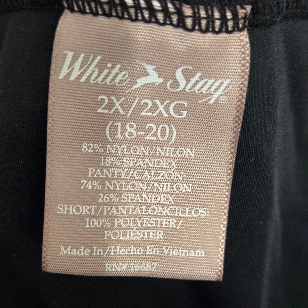 White Stag Womens Plus 2X 18-20 Black‎ Swim Shorts Board Shorts with Liner